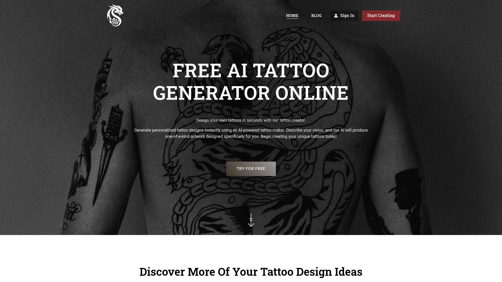 Screenshot of aitattoogenerators.com