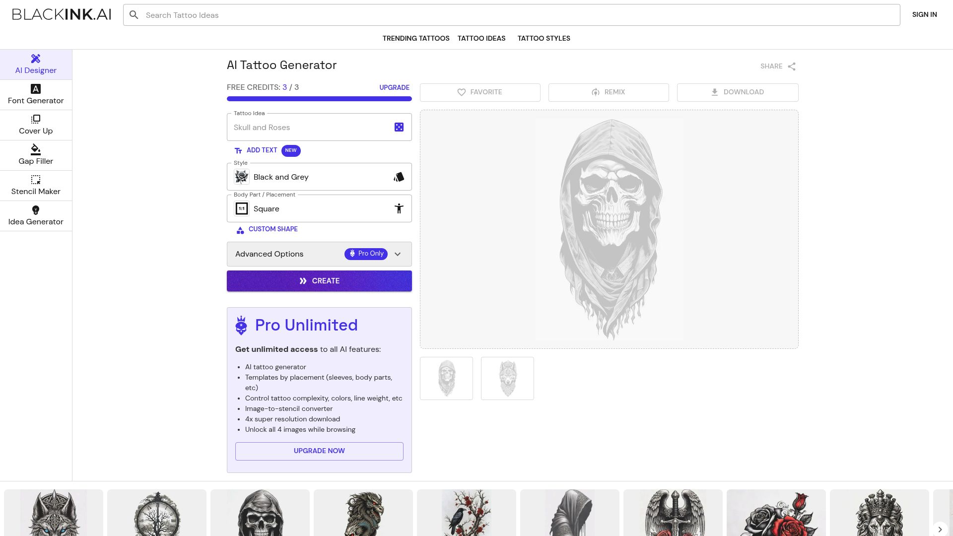 Screenshot of blackink.ai