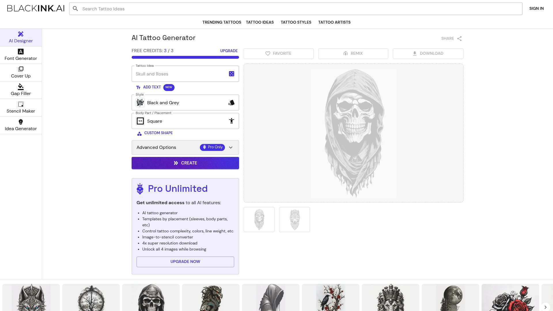 Screenshot of blackink.ai