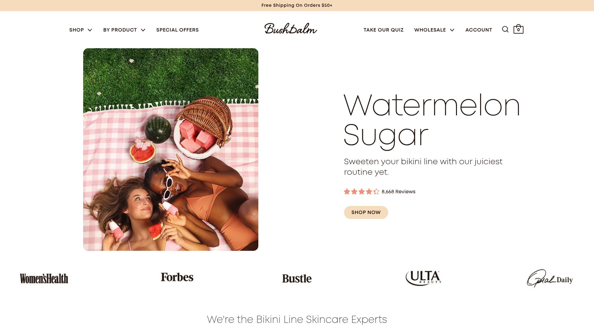 Screenshot of Bushbalm Nourish Body Wash product page