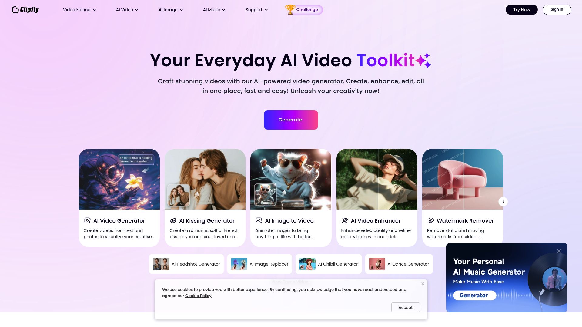 Screenshot of clipfly.ai