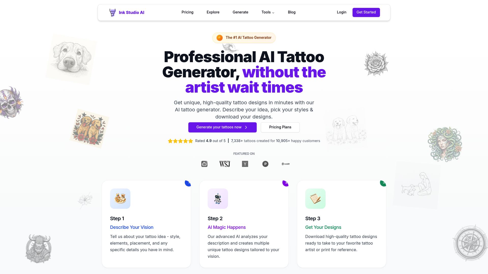 Screenshot of inkstudioai.com