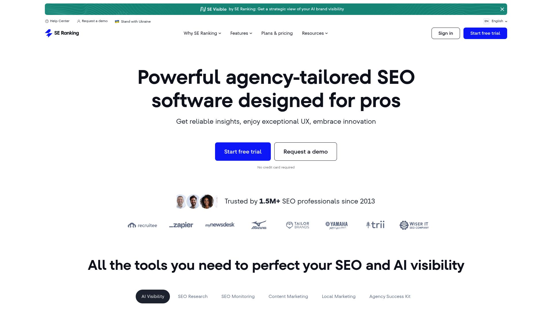 SE Ranking AI features dashboard