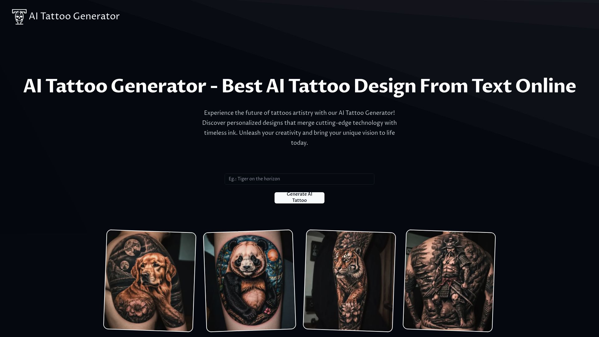 Screenshot of tattooaigenerator.com