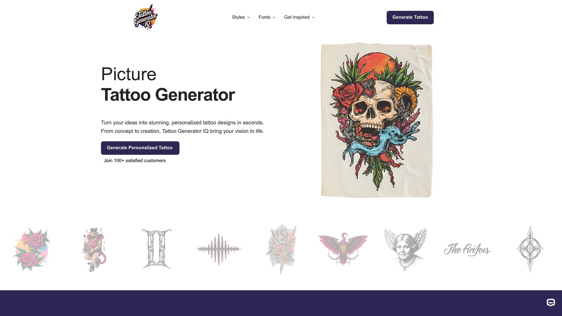 Screenshot of tattoogeneratoriq.com