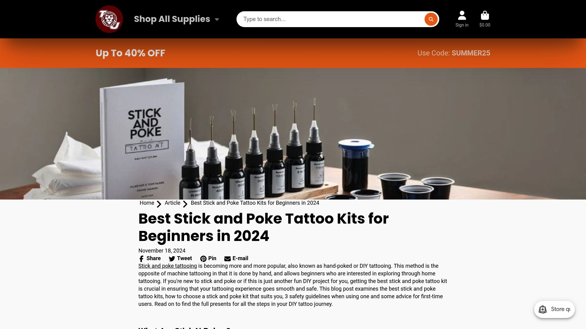 Screenshot of professional kit recommendations